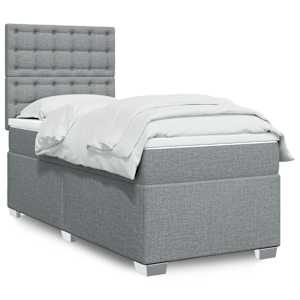 Box spring postelja z vzmetnico svetlo siva 80x200 cm blago
