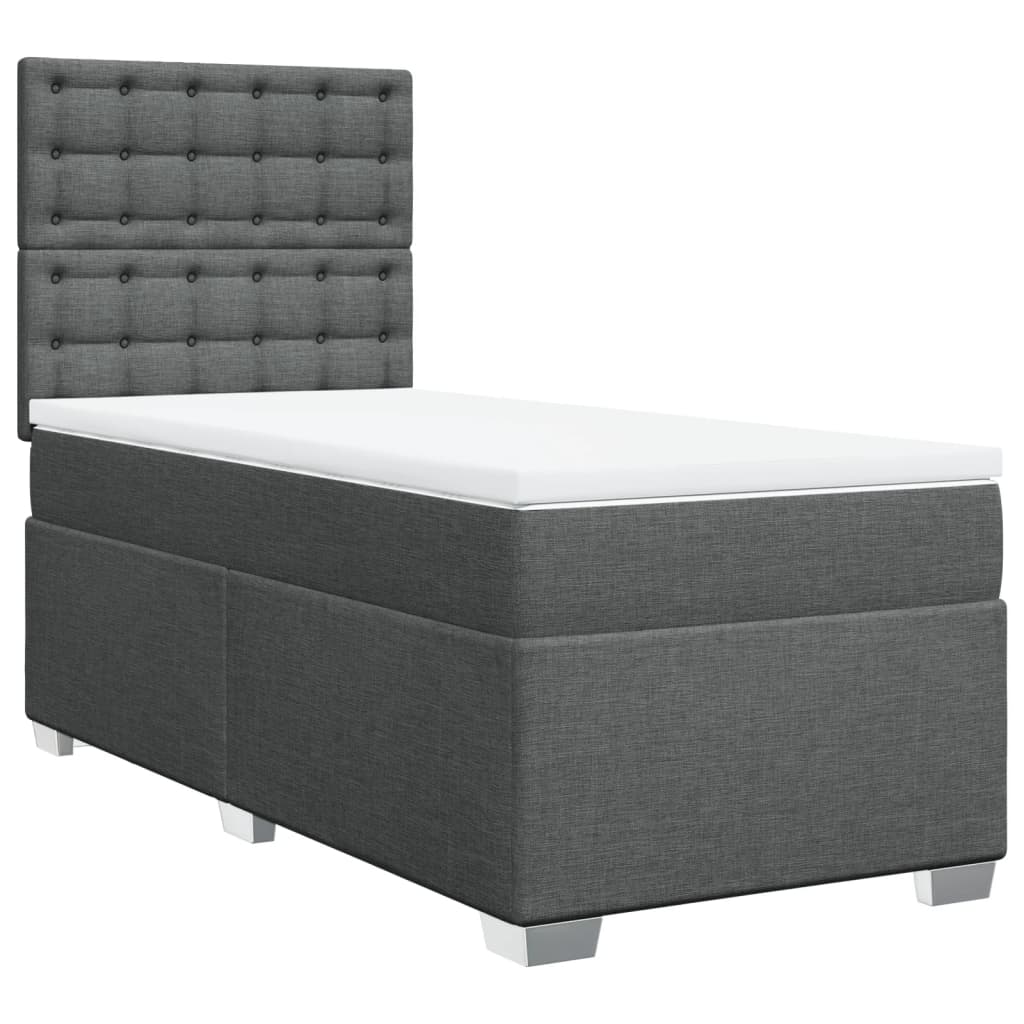 vidaXL Pat box spring cu saltea, gri închis, 80x200 cm, textil