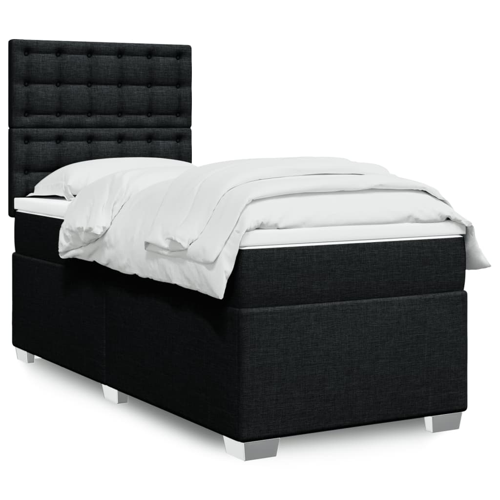 vidaXL Boxspringbett mit Matratze Schwarz 80x200 cm Stoff