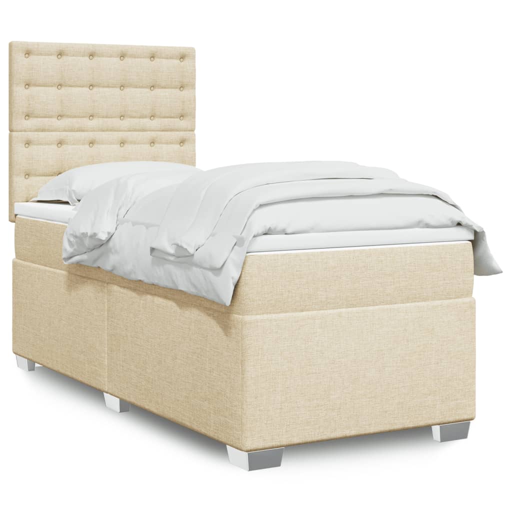 Boxspringbett mit Matratze Creme 80×200 cm Stoff