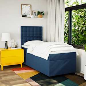 Box spring postel s matrací modrá 80x200 cm textil - obrázek 3