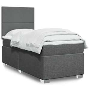 Box spring postel s matrací tmavě šedá 90x190 cm textil - obrázek 1
