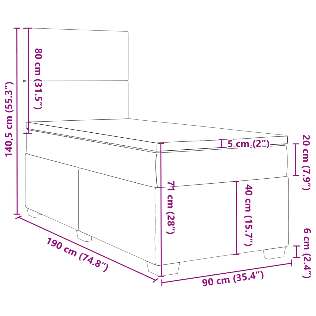 Med ensartet mønster / 90 x 190 cm - Billede 13