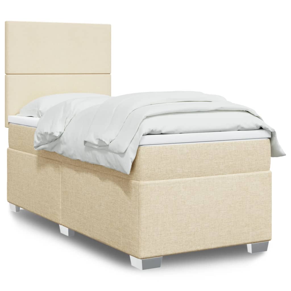 vidaXL kontinentalseng med madras 90x190 cm stof cremefarvet