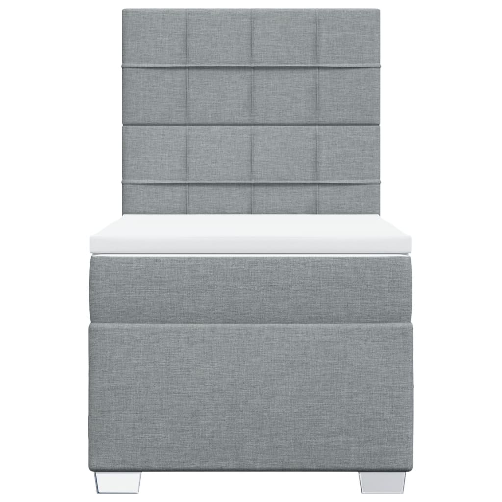 vidaXL Boxspring met matras stof lichtgrijs 90x190 cm grijs, foto 4