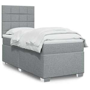 Box spring postel s matrací světle šedá 90x190 cm textil - obrázek 1