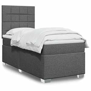 Box spring postel s matrací tmavě šedá 90x190 cm textil - obrázek 1