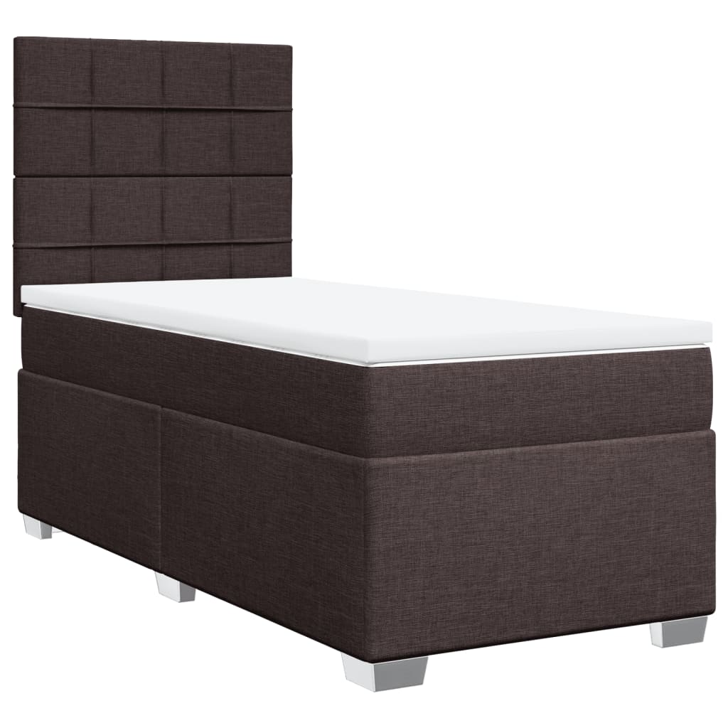 vidaXL Box spring postel s matrací tmavě hnědá 90x190 cm textil