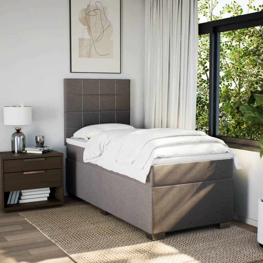 vidaXL Boxspring met matras stof taupe 90x190 cm afbeelding