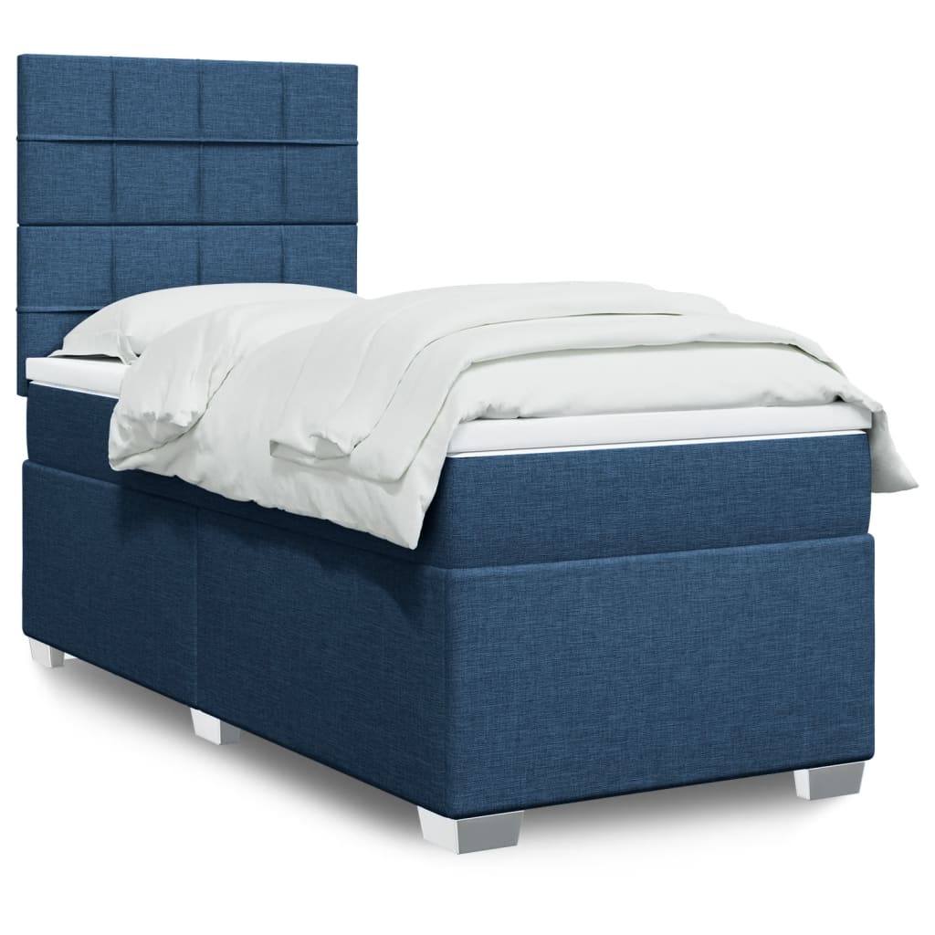 Boxspringbett mit Matratze Blau 90×190 cm Stoff