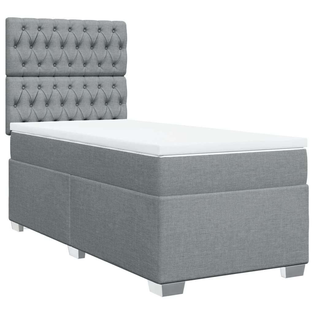 vidaXL Box spring postel s matrací světle šedá 90x190 cm textil