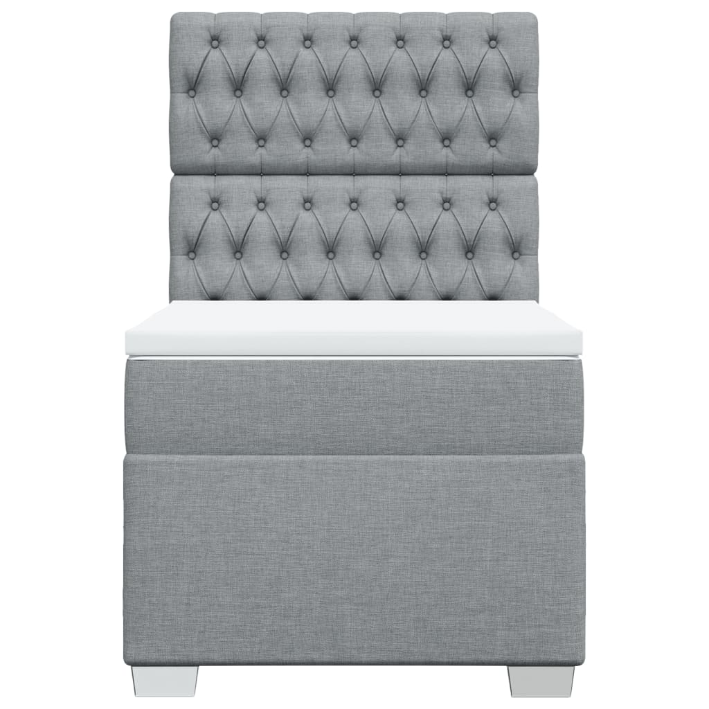 vidaXL Boxspring met matras stof lichtgrijs 90x190 cm grijs, foto 4