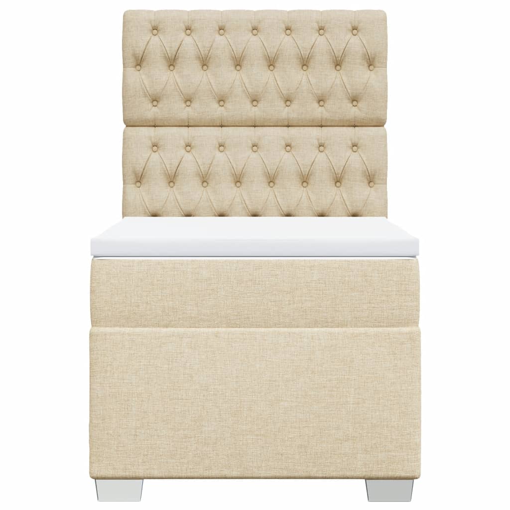 vidaXL Boxspring met matras stof crèmekleurig 90x190 cm, foto 4