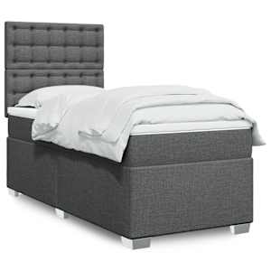 Box spring postel s matrací tmavě šedá 90x190 cm textil - obrázek 1