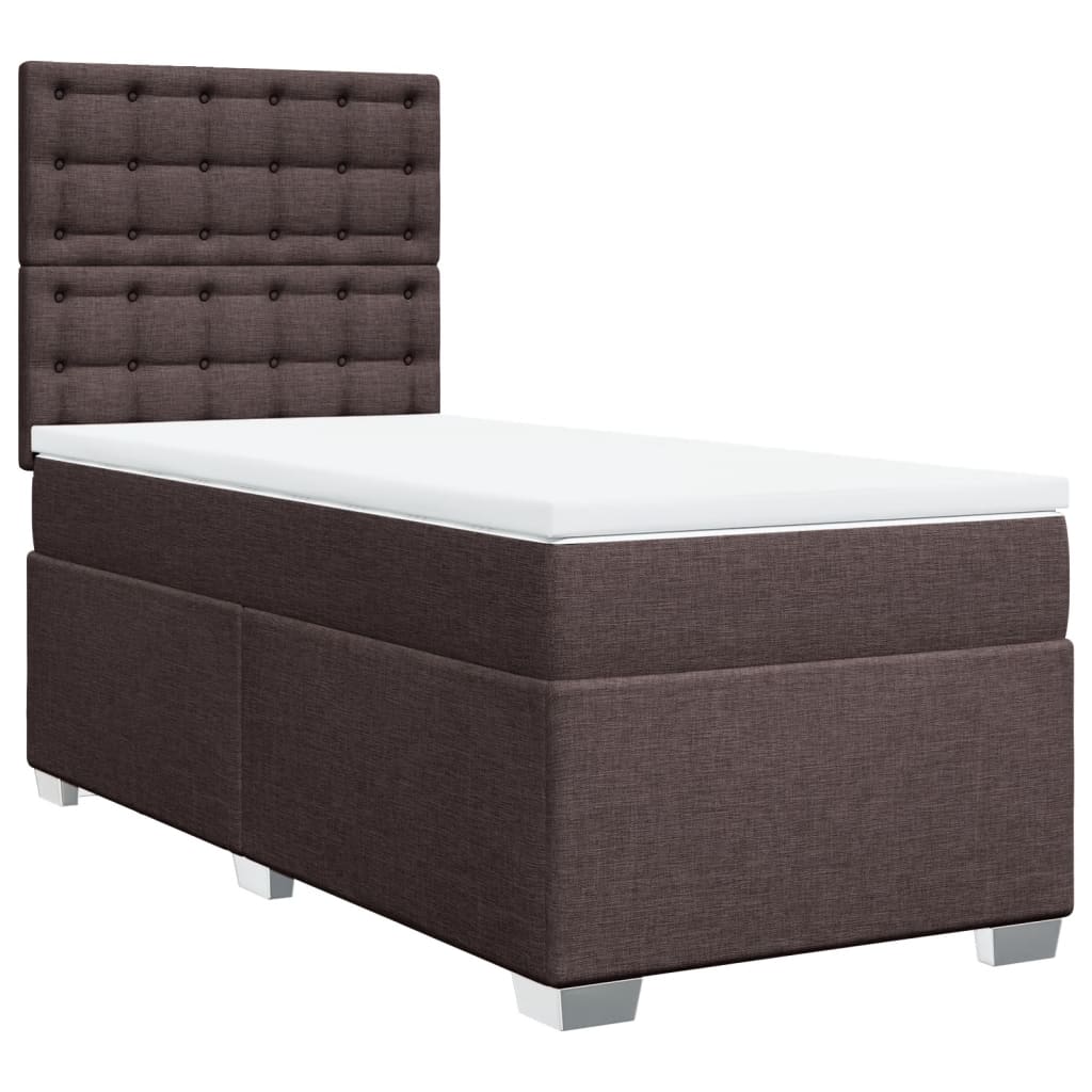 vidaXL Boxspring met matras stof donkerbruin 90x190 cm bruin, foto 3