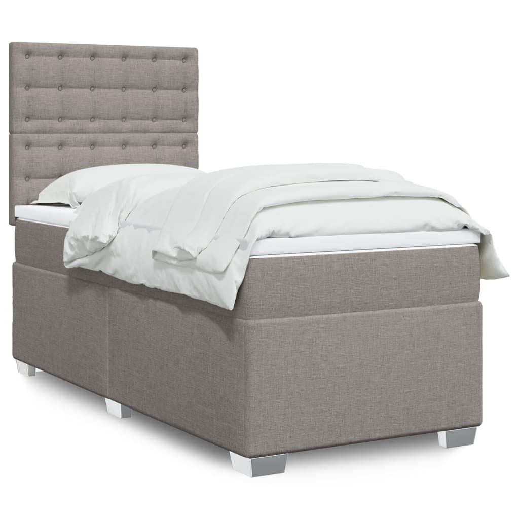 Boxspringbett mit Matratze Taupe 90×190 cm Stoff