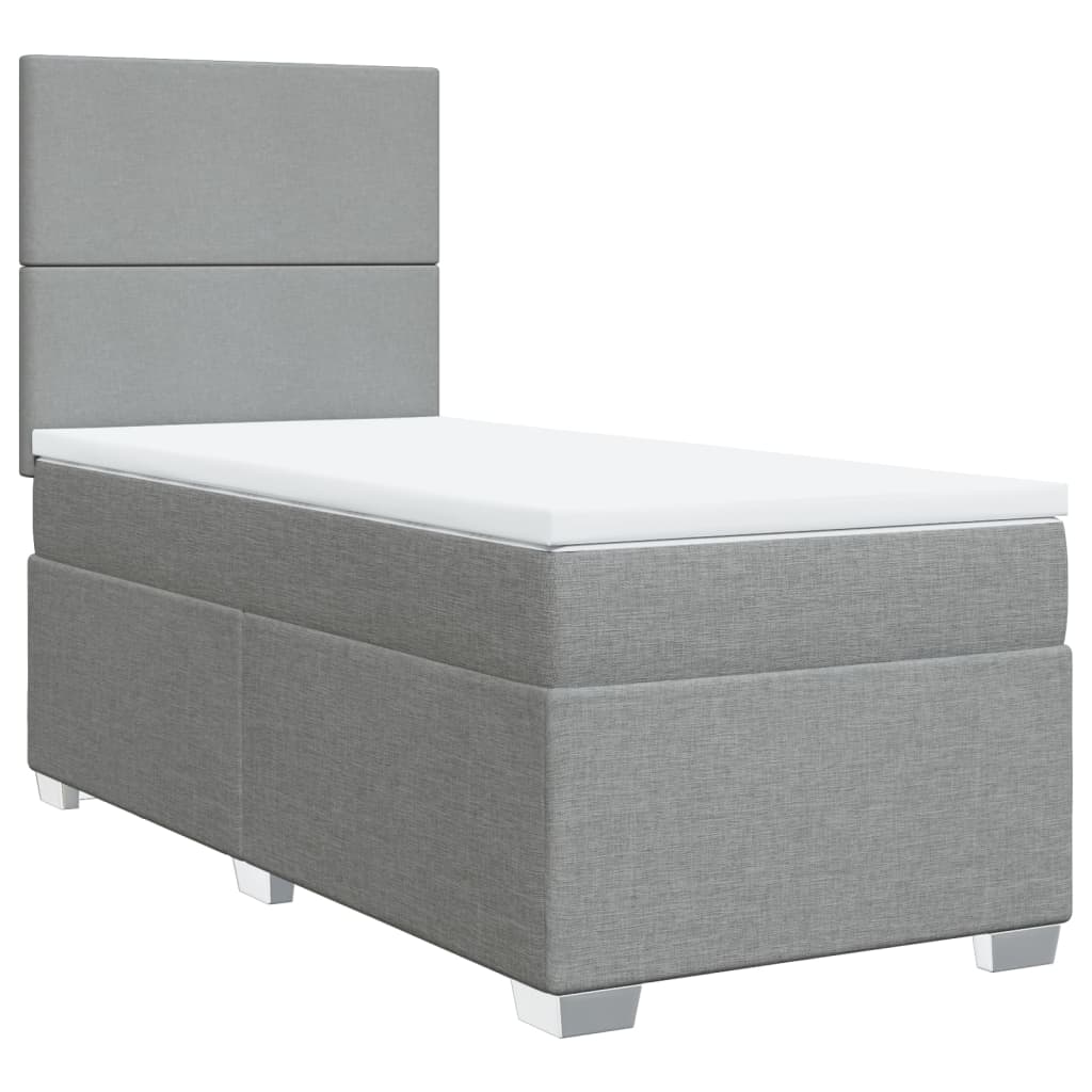 vidaXL Boxspring met matras stof lichtgrijs 90x200 cm grijs, foto 3