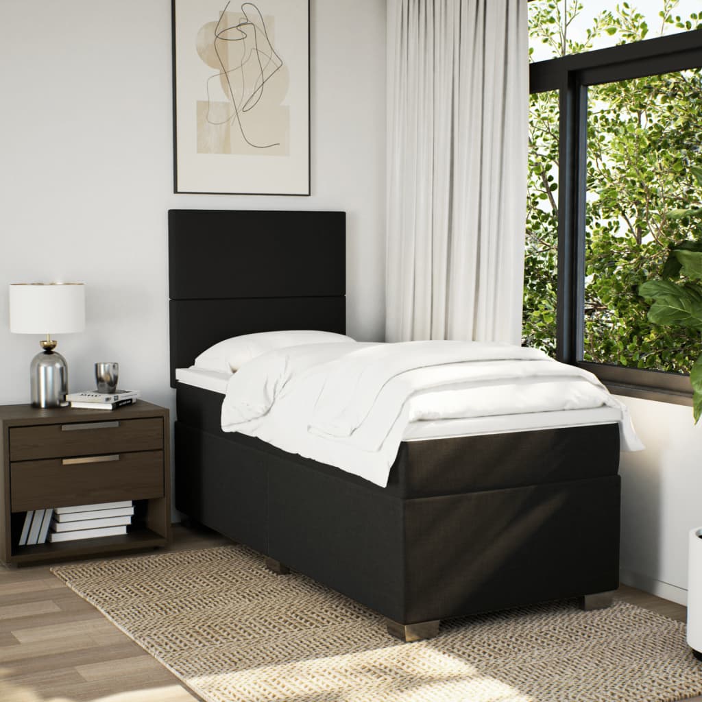 vidaXL Boxspring met matras stof zwart 90x200 cm afbeelding