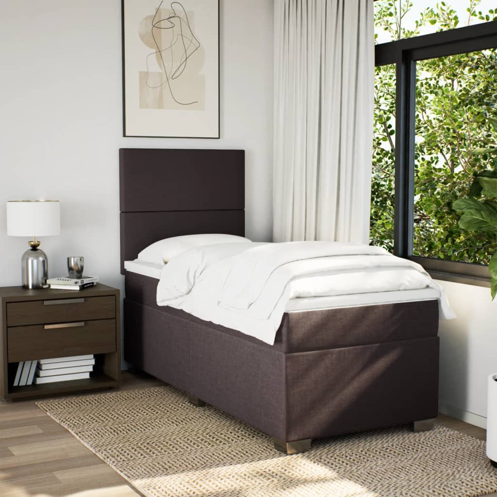 vidaXL Boxspring met matras stof donkerbruin 90x200 cm bruin, foto 2