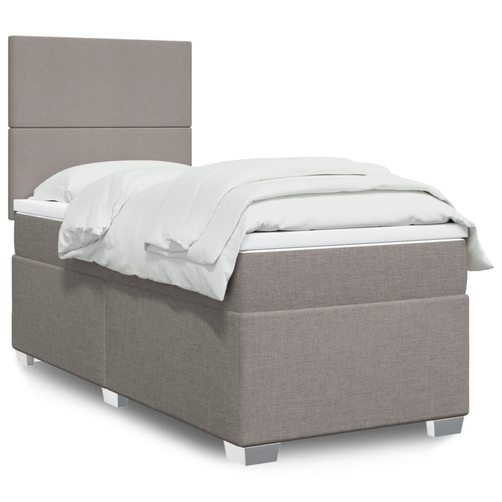 Boxspringbett mit Matratze Taupe 90×200 cm Stoff