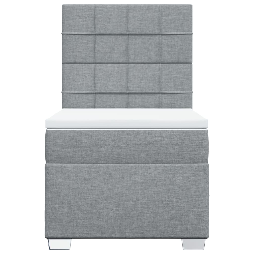 vidaXL Boxspring met matras stof lichtgrijs 90x200 cm grijs, foto 4