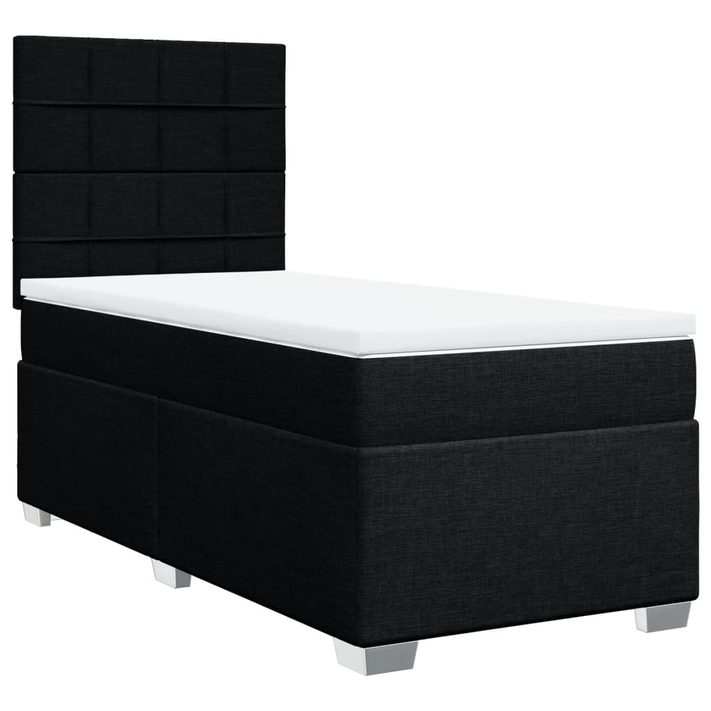 vidaXL Box spring postel s matrací černá 90x200 cm textil