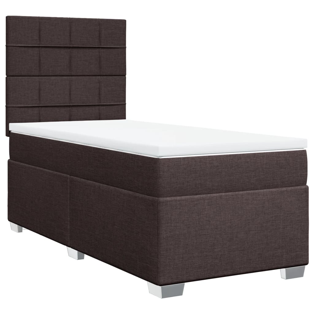 vidaXL Boxspring met matras stof donkerbruin 90x200 cm bruin, foto 3