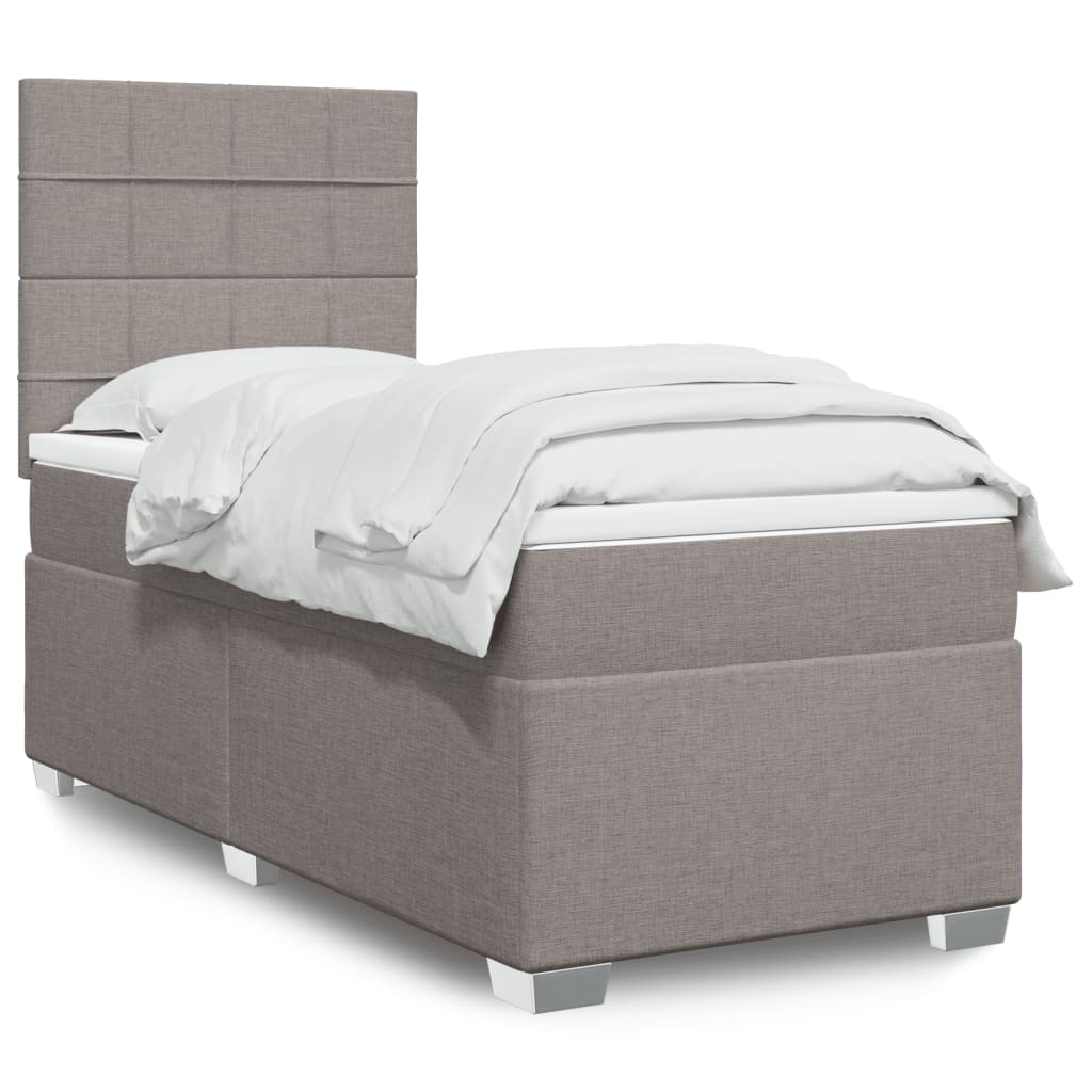 Boxspringbett mit Matratze Taupe 90×200 cm Stoff