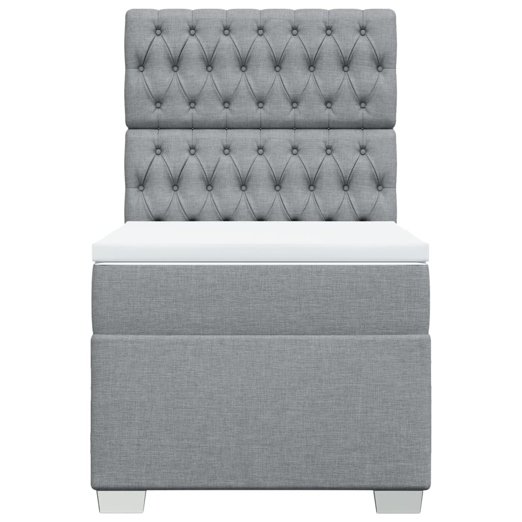vidaXL Boxspring met matras stof lichtgrijs 90x200 cm grijs, foto 4