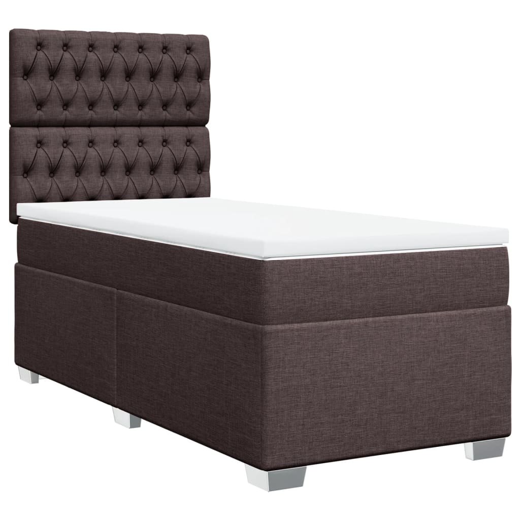 vidaXL Box spring postel s matrací tmavě hnědá 90x200 cm textil