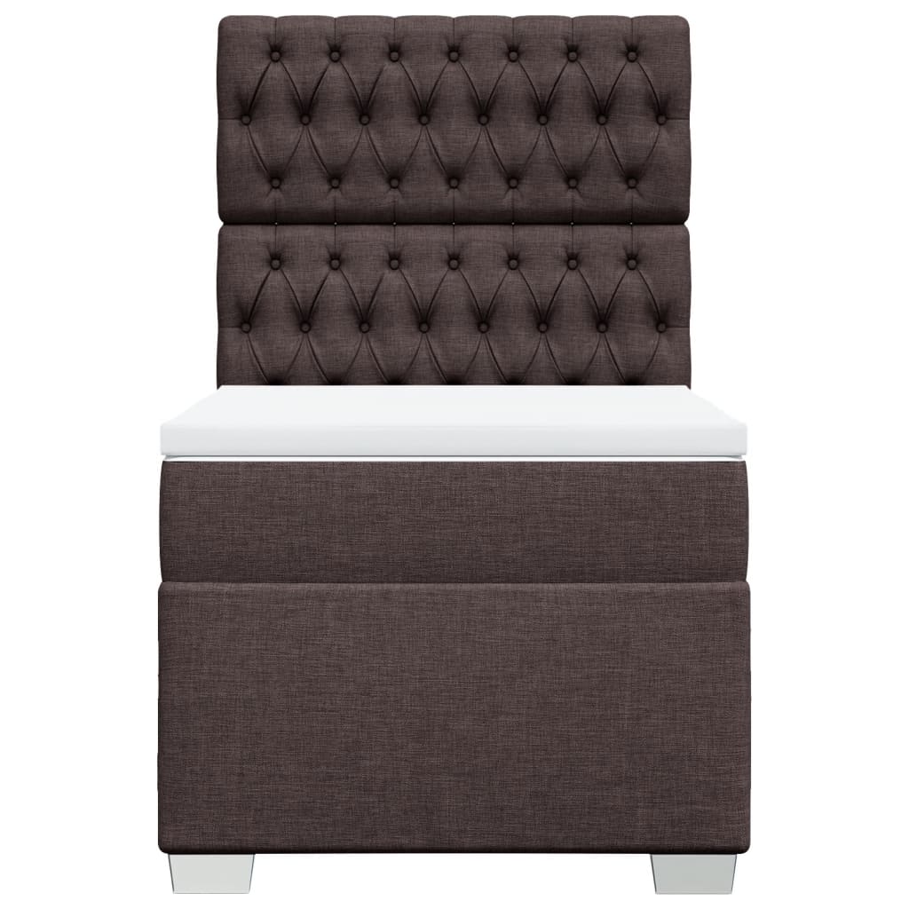 vidaXL Boxspring met matras stof donkerbruin 90x200 cm bruin, foto 4
