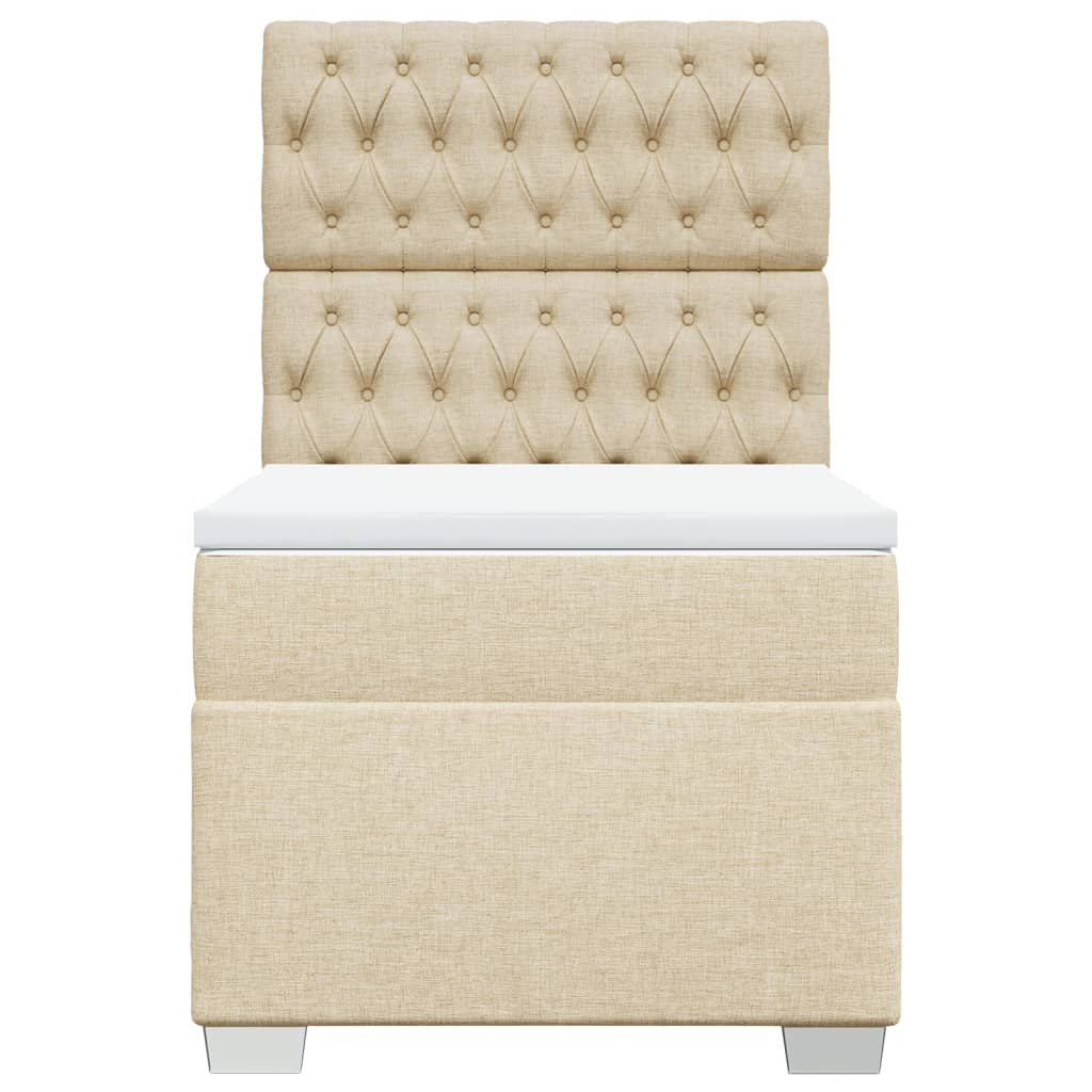vidaXL Boxspring met matras stof crèmekleurig 90x200 cm, foto 4