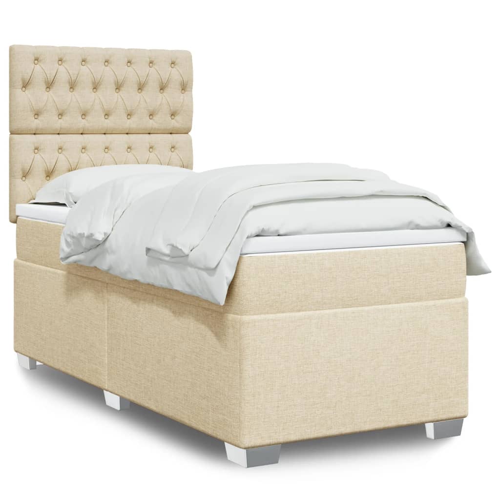 Boxspringbett mit Matratze Creme 90×200 cm Stoff