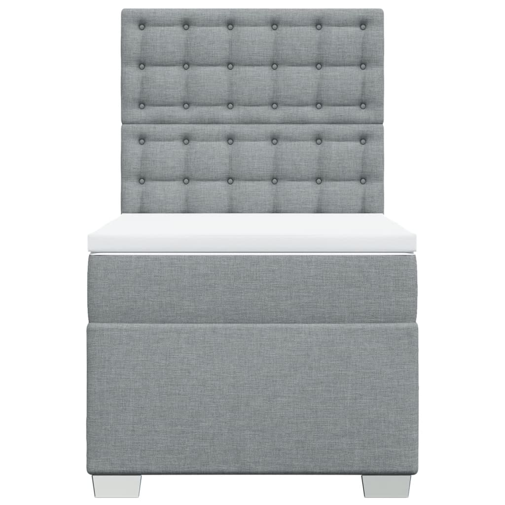 vidaXL Boxspring met matras stof lichtgrijs 90x200 cm grijs, foto 4