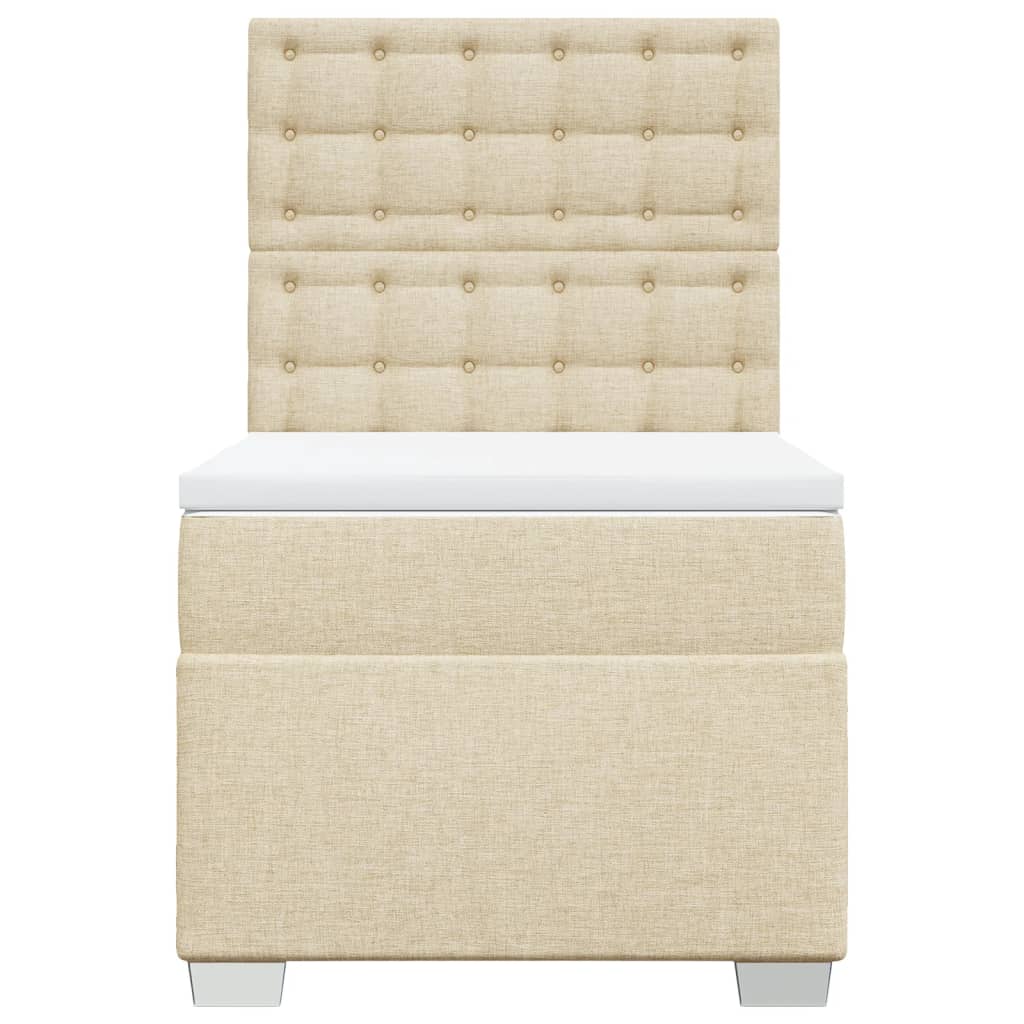 vidaXL Boxspring met matras stof crèmekleurig 90x200 cm, foto 4