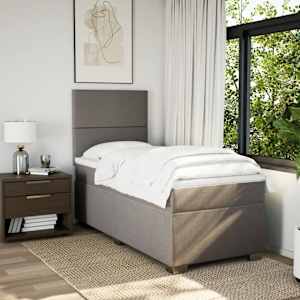 Box spring postel s matrací taupe 100 x 200 cm textil - obrázek 3