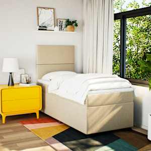 Box spring postel s matrací krémová 100 x 200 cm textil - obrázek 3
