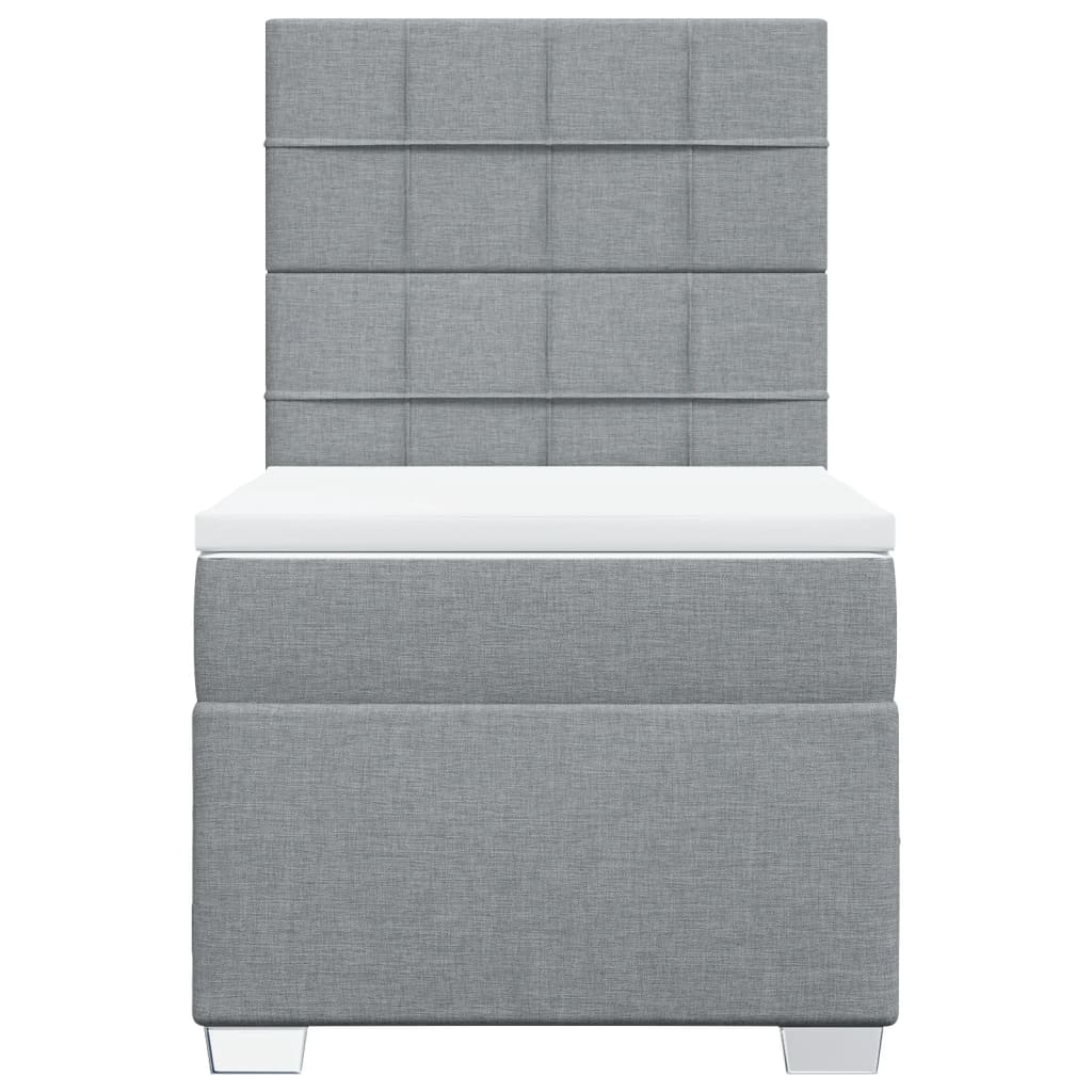 vidaXL Boxspring met matras stof lichtgrijs 100x200 cm grijs, foto 4