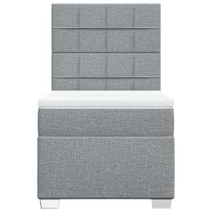 Box spring postel s matrací světle šedý 100 x 200 cm textil - obrázek 4