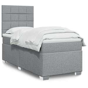 Box spring postel s matrací světle šedý 100 x 200 cm textil - obrázek 1