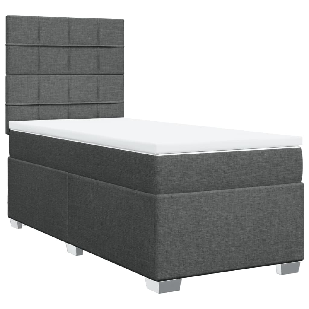 vidaXL Box spring postel s matrací tmavě šedá 100 x 200 cm textil