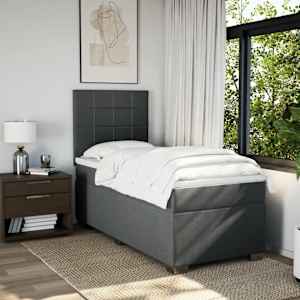 Box spring postel s matrací tmavě šedá 100 x 200 cm textil - obrázek 3