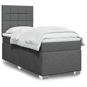 Box spring postel s matrací tmavě šedá 100 x 200 cm textil - obrázek 1