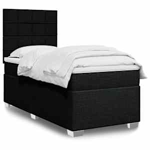 Box spring postel s matrací černá 100 x 200 cm textil - obrázek 1