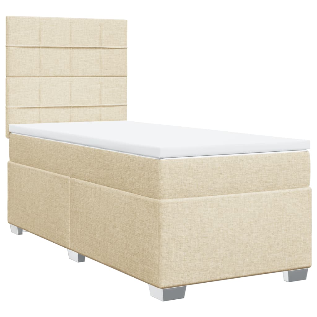 vidaXL Boxspring met matras stof crèmekleurig 100x200 cm, foto 3