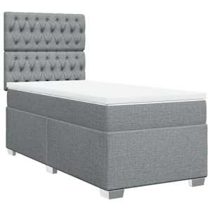 Box spring postel s matrací světle šedý 100 x 200 cm textil - obrázek 2