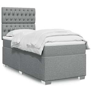 Box spring postel s matrací světle šedý 100 x 200 cm textil - obrázek 1