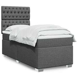 Box spring postel s matrací tmavě šedá 100 x 200 cm textil - obrázek 1