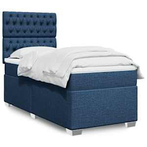 Box spring postel s matrací modrá 100 x 200 cm textil - obrázek 1