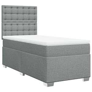 Box spring postel s matrací světle šedý 100 x 200 cm textil - obrázek 2